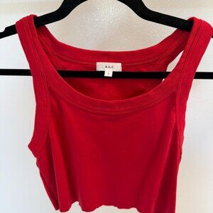 A.L.C. Crop Ribbed Red Tank Top